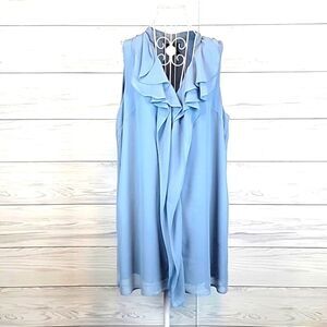 BCBGMAXAZRIA Ashley blue teal shift midi dress Women's Size L